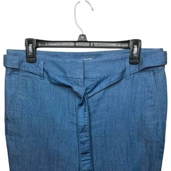 Loft Chambray Tie Waist Slim Pants Size 8 Petite - Picture 9 of 14